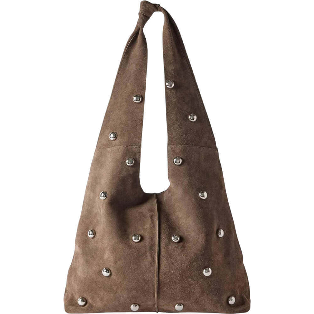 Mint Velvet Brown Studded Suede Shoulder Bag